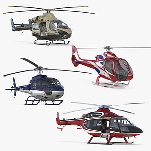 rigged private helicopters 4 3D model