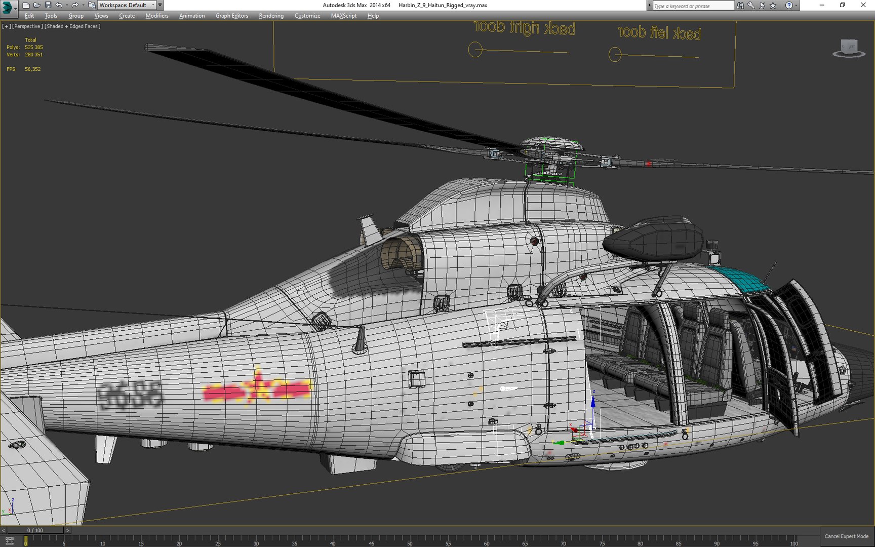 Harbin Z-9 Haitun Rigged 3D model preview