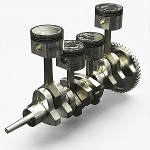3D Engine Pistons and Crankshaft Rigged for Cinema 4D model