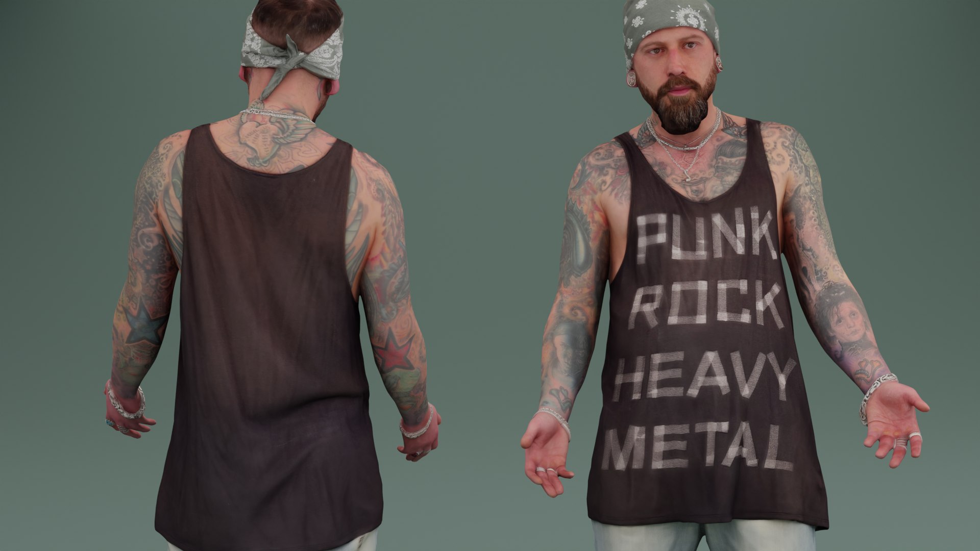 3D Tattooed Rocker In Casual Streetwear Confused Pose - TurboSquid 2478209