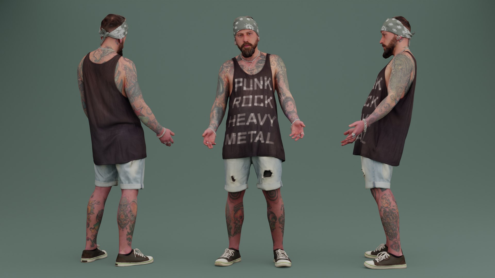 3D Tattooed Rocker In Casual Streetwear Confused Pose - TurboSquid 2478209