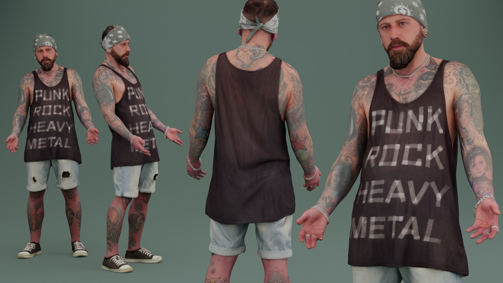 3D Tattooed Rocker In Casual Streetwear Confused Pose - TurboSquid 2478209