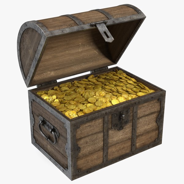 Treasure Chest with Gold Coins 3D model