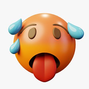 Overheated Face Emoticon Emoji or Smiley model