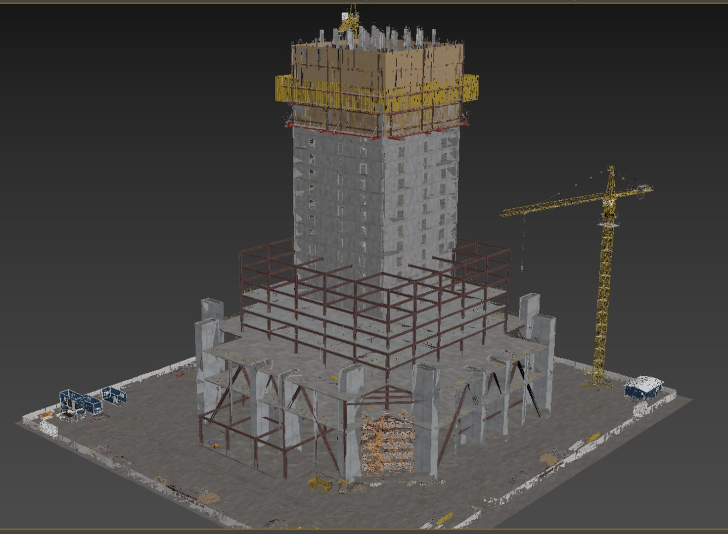 3D Model Under Construction Scene Building Site Construction Site ...