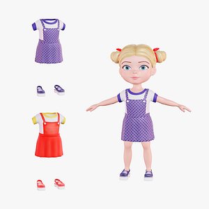 Cartoon small stylized girl