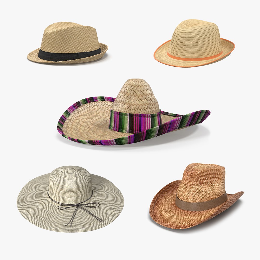 Straw Hats Collection 2 3D model preview