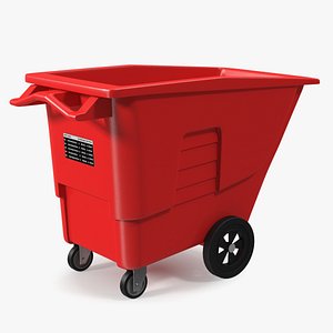 Commercial Wheeled Trash Cart Red