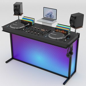 3D Portable DJ Booth  Purple Blue