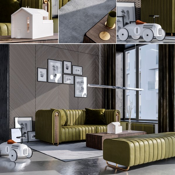 Modern interior scene 03 - living room model