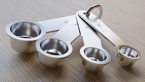 Stainless steel measurement spoon set 3D model 3D model