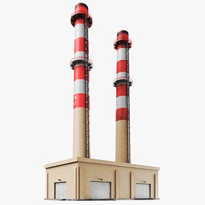 Detailed Refinery Chimneys 3D model