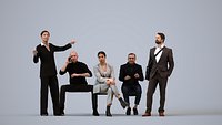 Basics0751 - A set containing 5 models of male and female adults sitting in business attire in offic