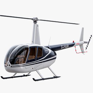 Helicopter Robinson R44 White PBR 3D