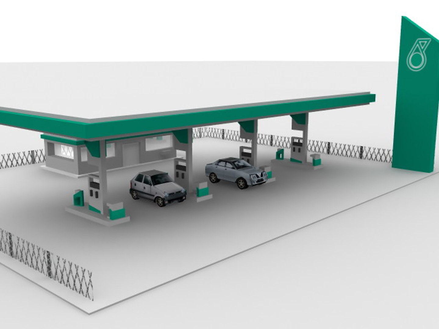 Petronas Gas Station 3d Model