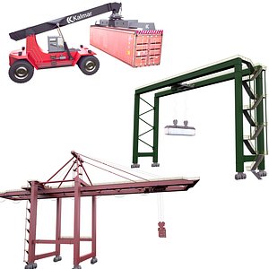 3D model port cranes stacker