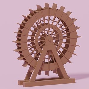 3D Cartoon Wooden Water Wheel