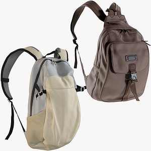 realistic backpack 4 collections 3D model