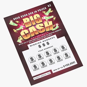 3D Big Cash Scratch Off Lottery Ticket model