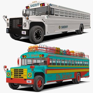 Prison Bus and Chicken Bus Detailed Rigged 3D Models with Interior