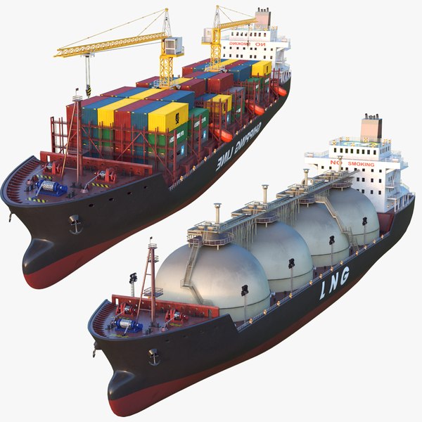 Containers And Tanker Ship 3D model