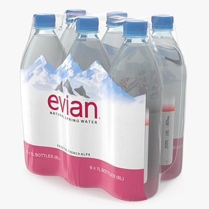 3D model evian mineral water 1l