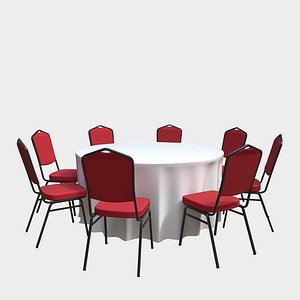 Banqueting Wedding Round Table with Chairs