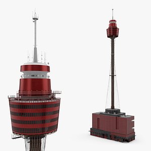 Skyscraper Observation Tower Urban Dark Red 3D model