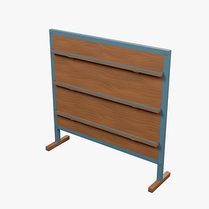 Freestanding Display Board with Wood Ledges - 1540 x 400 x 1500 mm model