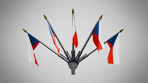 Wall Mount Flags 5 Of Czechia 3D model