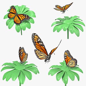 monarch butterfly collecting flying insect 3D model