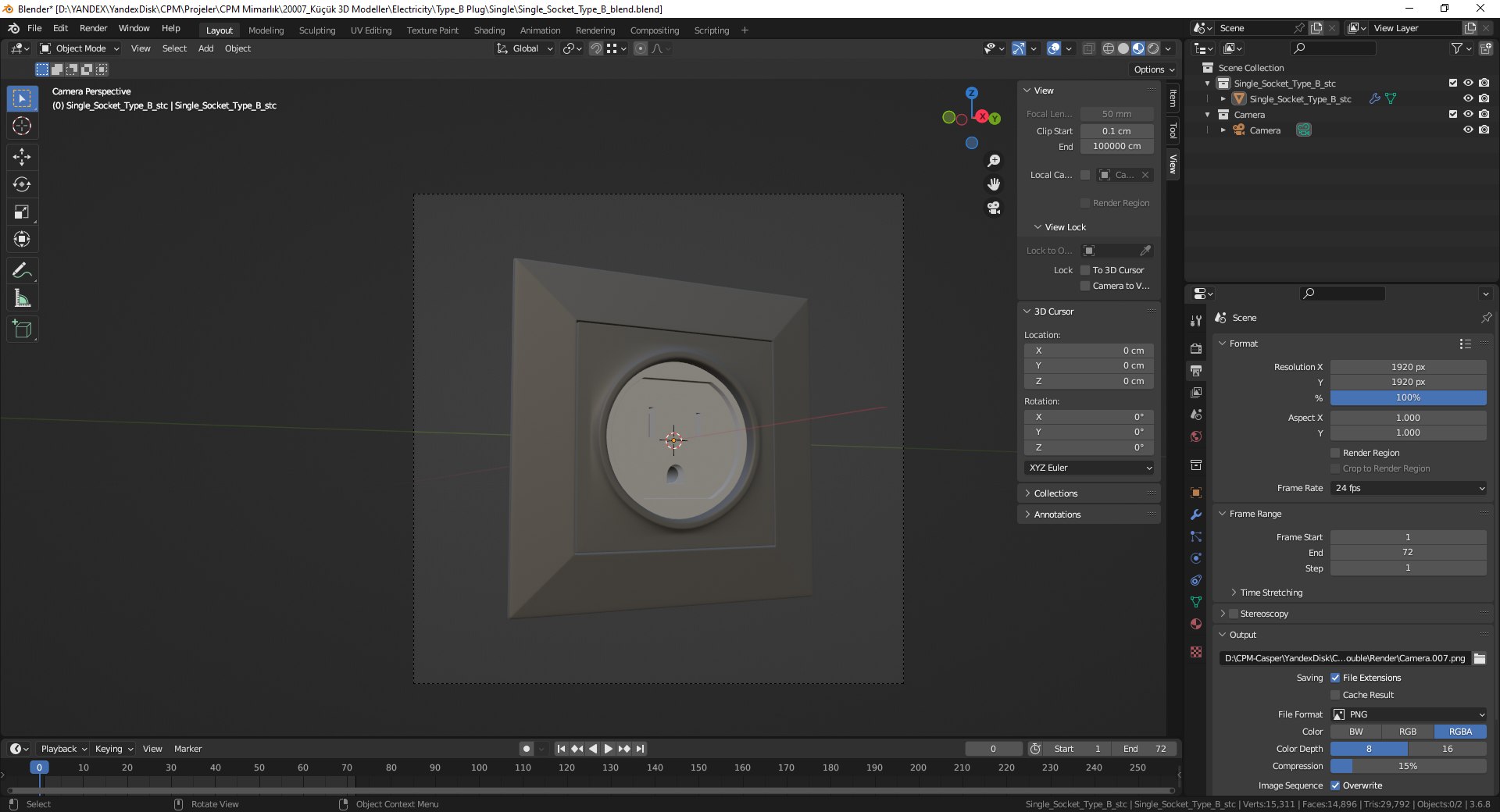 Single Socket Type B 3D model https://p.turbosquid.com/ts-thumb/9j/MtLcRq/v6/20240216_115240/png/1708073670/1920x1080/fit_q87/b27bea0fe76304886003f4b81e2841ae47ce5fcd/20240216_115240.jpg