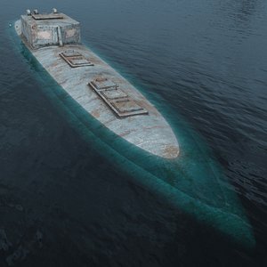 Vessel Narco Semi Submarine Stealth Craft on Water Old 3D