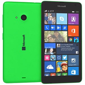 3d model microsoft lumia 535 green