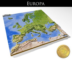 Europe, High resolution 3D relief maps