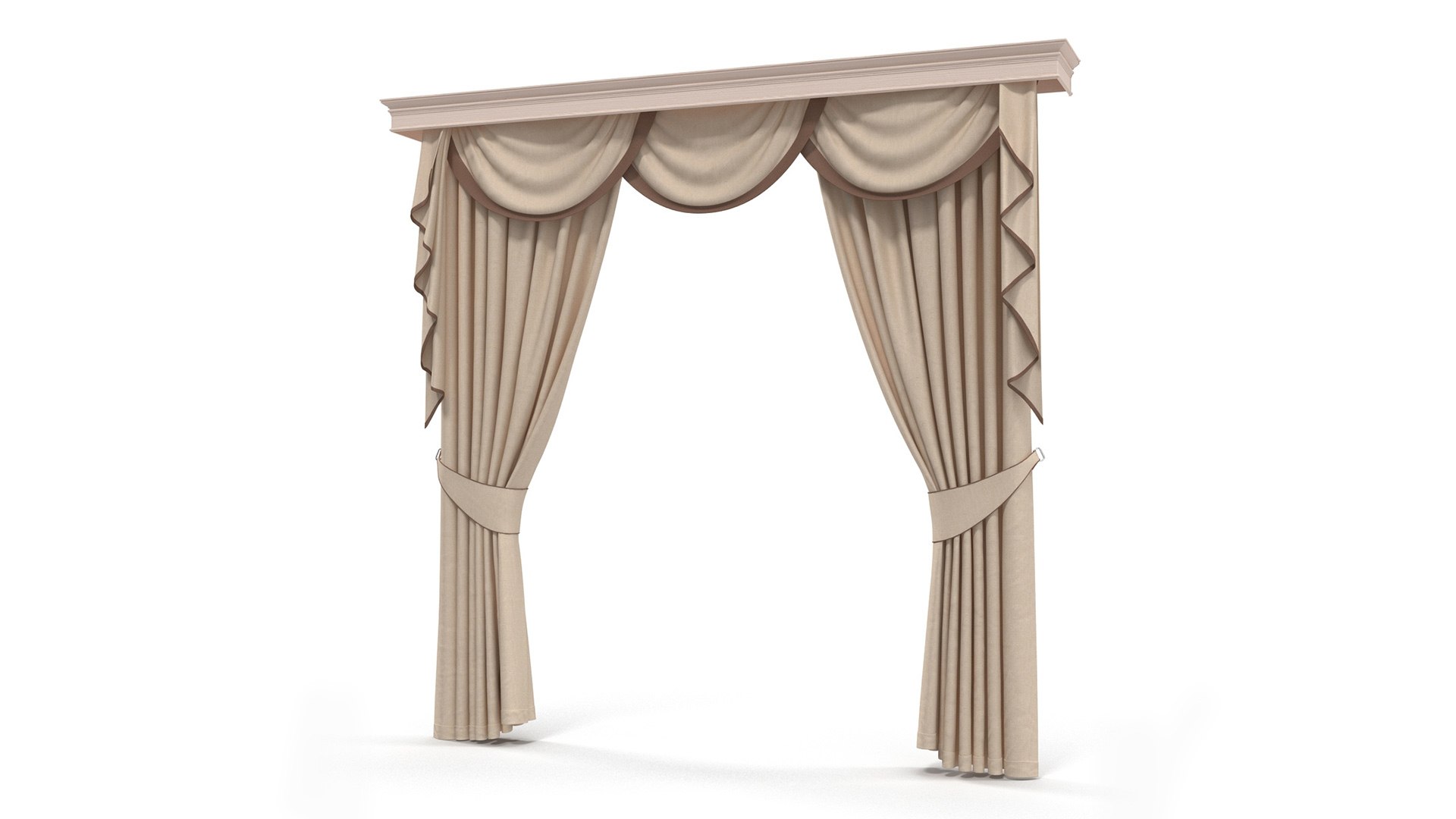 Curtains with Valance 3D model preview