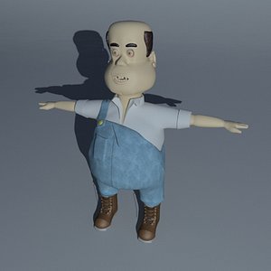 3d farmer bob character cartoon model