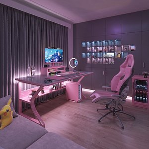 Playroom Esports room Live broadcast room Pink Esports Room 3D model