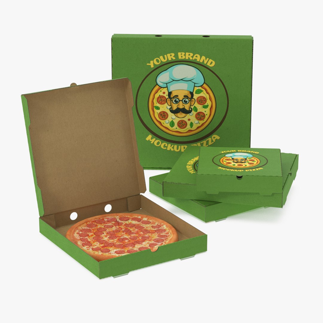 Pizza Boxes with Pizza Mockup 3D model preview