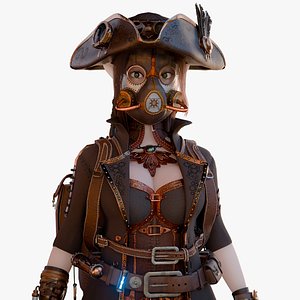 3D Stylized Steampunk Character Outfit Bundle model