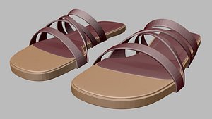 3D Round-Toe Quad-Straps Slide Sandals 01