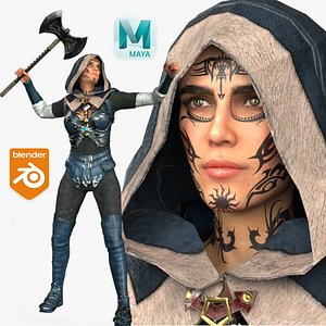 Realistic Rigged Medieval Action Girl-Suzy Character 3D Model