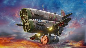 3D Stylized realistic gray airplane