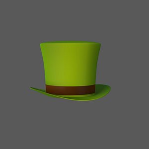 3D Magic Hat And Wand Green