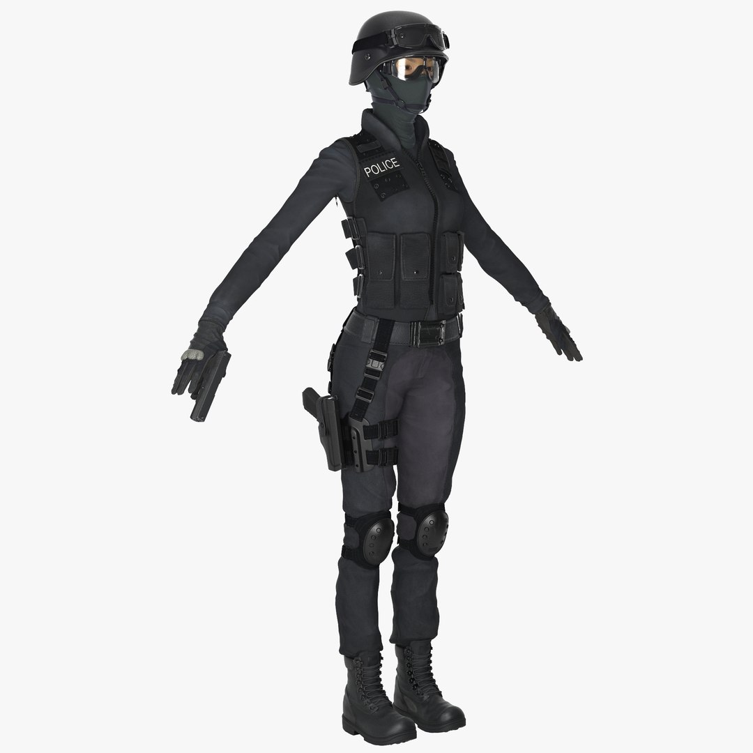 SWAT Woman Asian 3D model preview