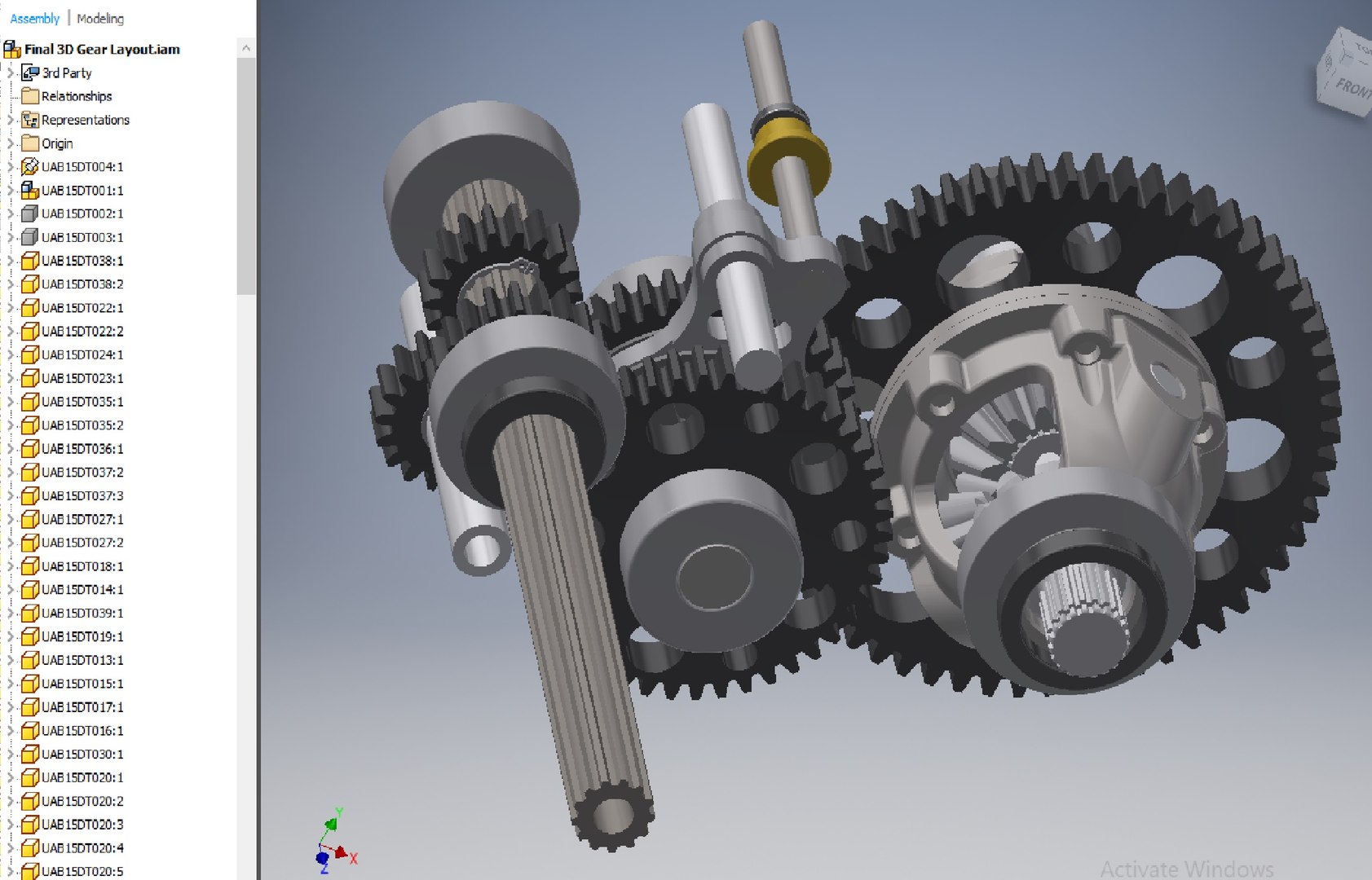 3D Model of the gear assembly