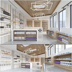 Modern Pharmacy Interior 3D