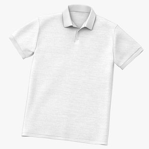 3D Polo Shirts Male Unbuttoned White Blank and Branded Heather