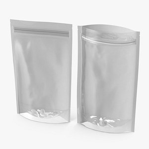 3D model Zipper White Paper Bags with Transparent Front 180 g Mockup