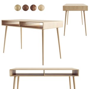 3D Modern Oak Desk with Open Cubbies
